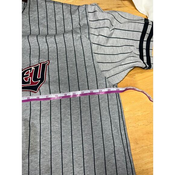 Vintage Disney Mickey Mouse Jersey Baseball Style Pinstripe Cartoon Worn 90s 2XL - Picture 10 of 11